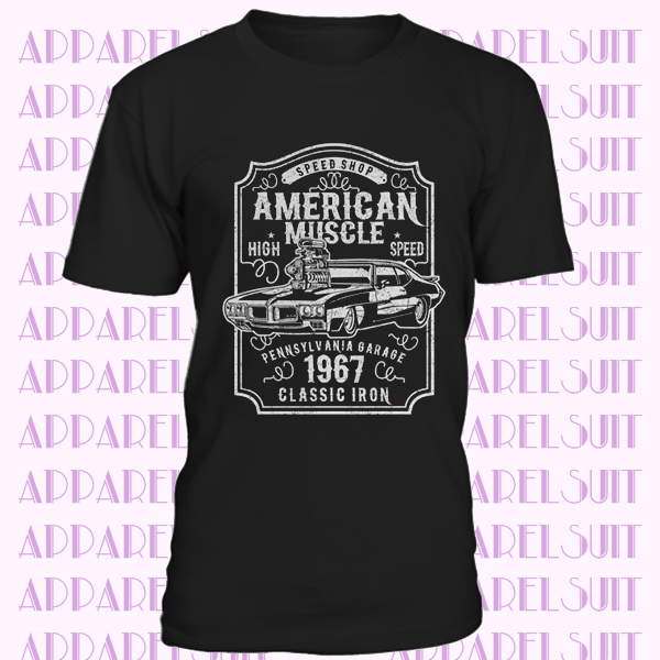American muscle T Shirt DTG print High Quality Cotton car mechanic motor garage