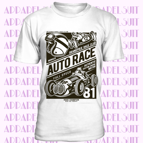 Auto race T Shirt DTG print High Quality Cotton car mechanic motor garage