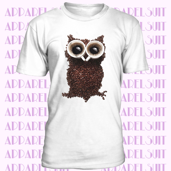 Coffee Owl T Shirt Top Animal Beans Robusta Arabica Hipster Geek Nerd Funny Gift