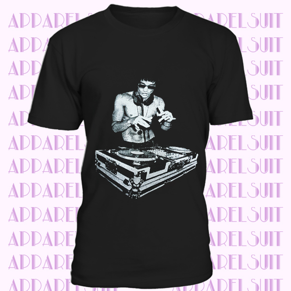 DJ Bruce Lee Mens Black T shirt Worn by Tony Stark Avengers Movie