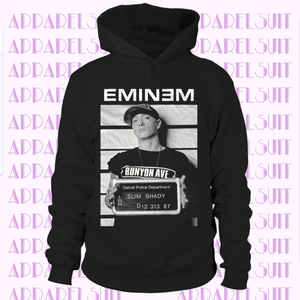 Eminem Arrest Mugshot Photo Slim Shady Rap Music Official Mens Black Hoodie