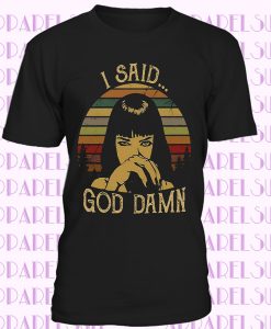 I Said God Damn Pulp Fiction Vintage Black Cotton Men's T-Shirt Cotton Tee