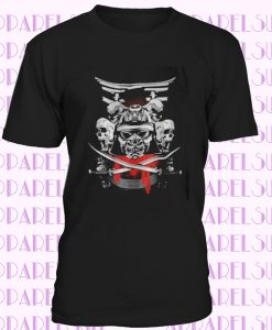 Japan Samurai Warrior Head In Helmet - Black Mens Cotton T-shirt