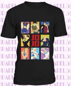 Jojo and Friend Nina Durara Jojo's Bizarre Adventure Men's Black Cotton T Shirt