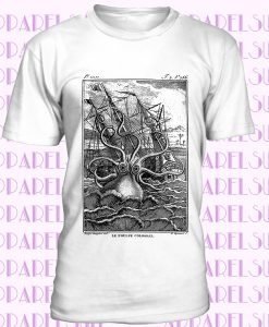 Kraken Shirt Octopus Squid Men's T-shirt Tentacle Pirate Ship Graphic Tee Kraken TShirt Men's Graphic Tee Screen Print