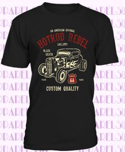 Mens T-Shirt Hot Rod Rebel Cars American Original Custom Quality Route 66