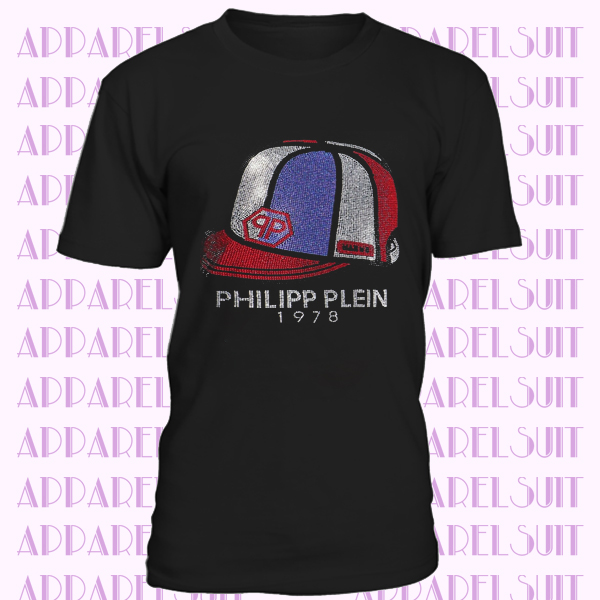 PHILIPP PLEIN Black Cap Beading Men Casual T-shirt