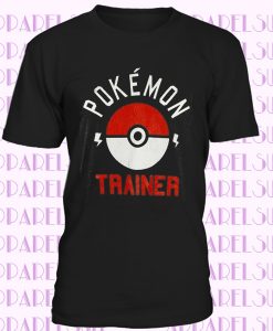 Pokemon Trainer Tshirt Poke Ball Adult Black New Men's Tshirt