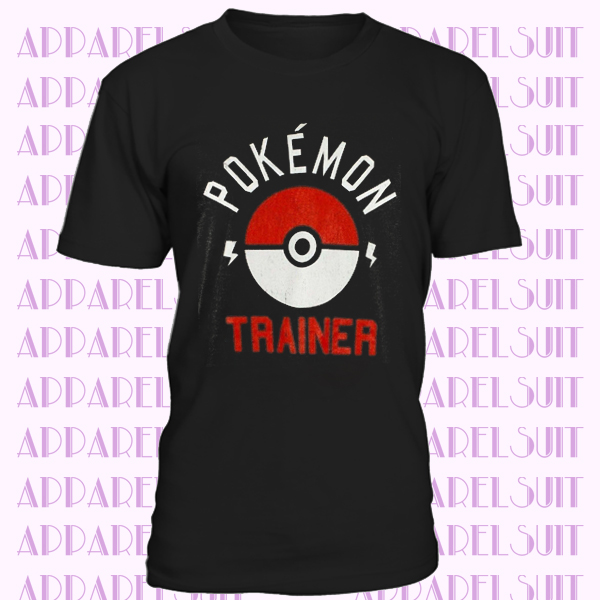 Pokemon Trainer Tshirt Poke Ball Adult Black New Men's Tshirt