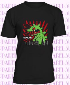 Rugrats T Rex Reptar Dinosaur Classic 90's Cartoon Kids and Adults Black T-Shirt