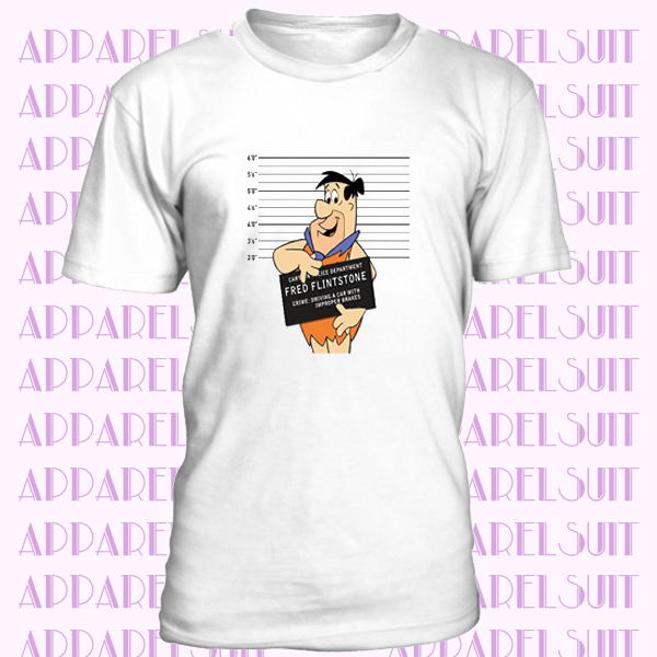 The Flintstones Fred Flintstone Mugshot Cartoon Men Women Unisex T-shirt 701