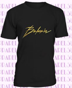 Black white Balmain-t Paris Tee Shirt with Gold Logo Printed T-Shirt