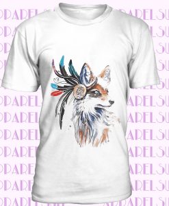 Fox t-shirt, bright colorful nature tee, fox shirt, fox drawing, Spirit Fox shirt