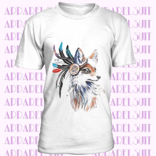 Fox t-shirt, bright colorful nature tee, fox shirt, fox drawing, Spirit Fox shirt