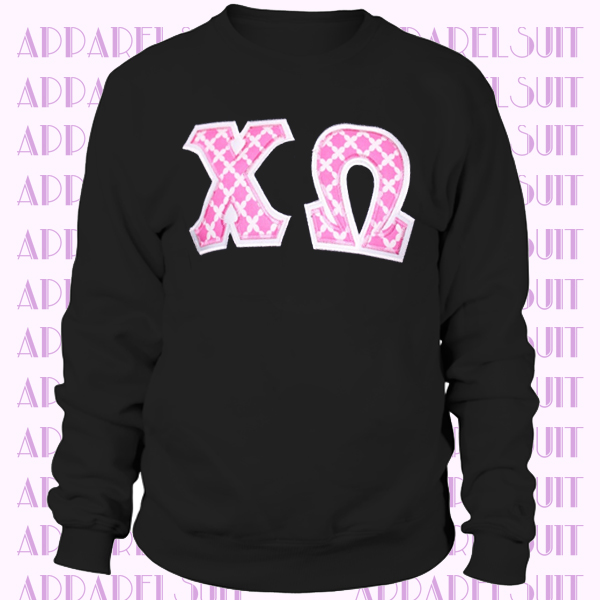 Greek Stitched Letter Crewneck Sweatshirt - Sorority Stitched Letter Sweatshirt - Sorority Applique Sweatshirt