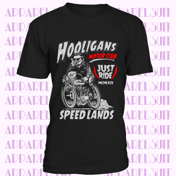 HOOLIGANS Biker T-Shirt Mens gift present bike motorbike rider rock motorcycle