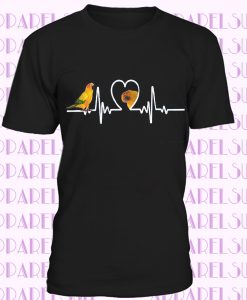 Heart Beat Sun Conure Parrot Short-Sleeve T-Shirt - Funny Sun Conure Shirt - Sun Conure Gift for Sun Conure Lover