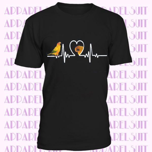 Heart Beat Sun Conure Parrot Short-Sleeve T-Shirt - Funny Sun Conure Shirt - Sun Conure Gift for Sun Conure Lover