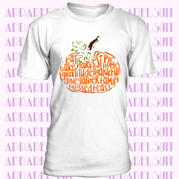 Ladies Fall T-Shirt, Pumpkin Shirt, Pumpkin Word Shirt, Fall Ladies T-Shirt, Blessed Fall Shirt, Fall Shirt For Woman