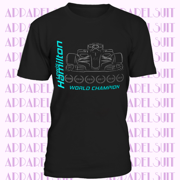 Lewis Hamilton 2019 T-Shirt 6x World Champion Mercedes F1 racing