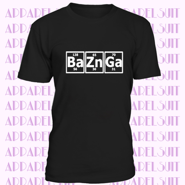 Mens Bazinga funny geek T-Shirt cooper periodic big bang sheldon nerd