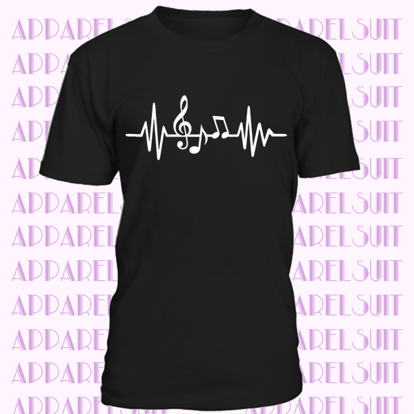 Musique Coeur Battre T-Shirt Hommes Musicien Bande Grunge Rock Chanteur Ekg