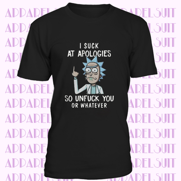 Rick and Morty I Suck At Apologies So Unfuck You or Whatever Retro Black T-Shirt