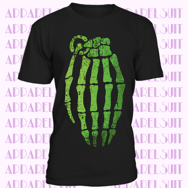 Skeleton Hand Grenade T-Shirt - Direct from Stockist