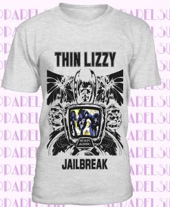 THIN LIZZY JAILBREAK PHIL LYNOTT GARY MOORE HARD ROCK NEW LIGHT GREY T-SHIRT