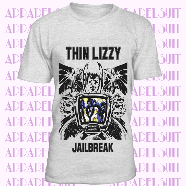 THIN LIZZY JAILBREAK PHIL LYNOTT GARY MOORE HARD ROCK NEW LIGHT GREY T-SHIRT