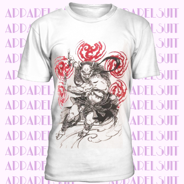 VNECK Cotton T-shirt w31 Japanese Irezumi Tattoo Legend Demon Angel ONI Devil