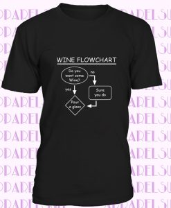WINE FLOWCHART T-Shirt Mens Womens ladies funny drinking tee top