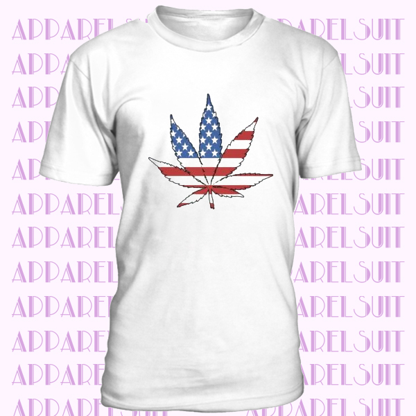 AmericanT-Shirt Feuille de Cannabis Drapeau coupe-circuit