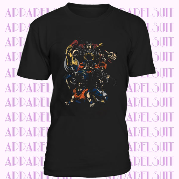 Anime Hero's Assemble Japanese Cartoon Inspired Black Adults Unisex T-Shirt