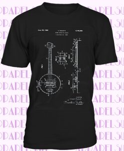 Banjo Patent T-Shirt,Banjo Blueprint, Patent Print T-Shirt, Banjo Player Shirt,Banjo Player T-Shirt,Musician T Shirt