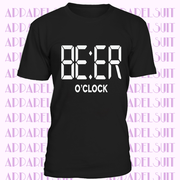 Beer O'Clock T-Shirt 100% Premium Cotton Alcohol Funny Gift Present Drinker