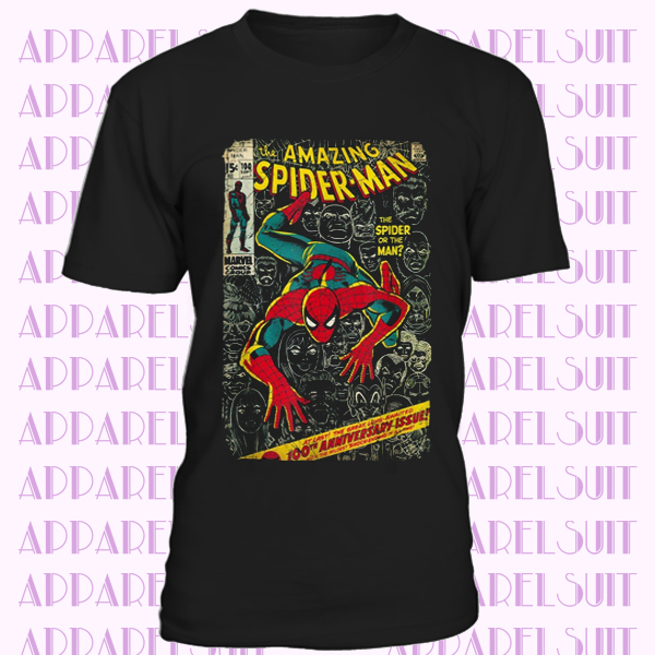 Black Spider-Man Comic Book Anniversary Graphic T-Shirt