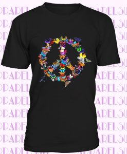 Butterfly Peace Sign Tshirt - Retro 70s Butterflies Tee - Short-Sleeve Unisex T-Shirt