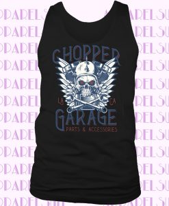 Chopper Garage T-Shirt Biker skull motorcycle Vest Mens