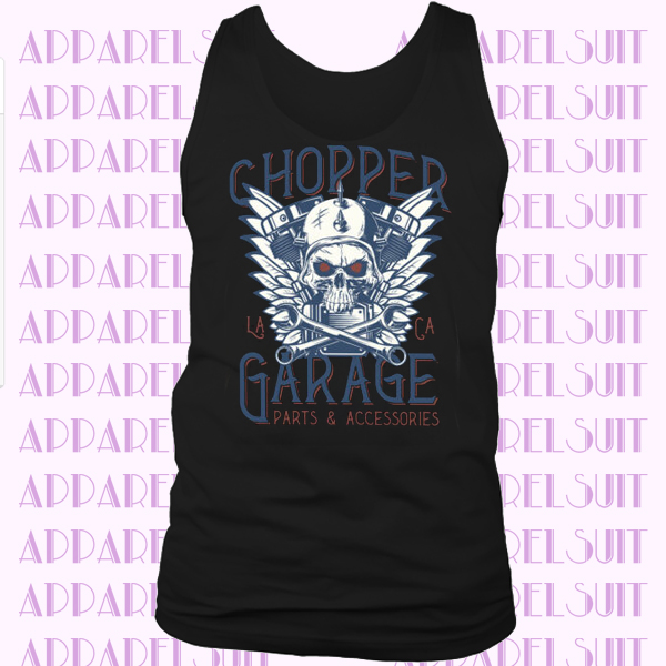 Chopper Garage T-Shirt Biker skull motorcycle Vest Mens