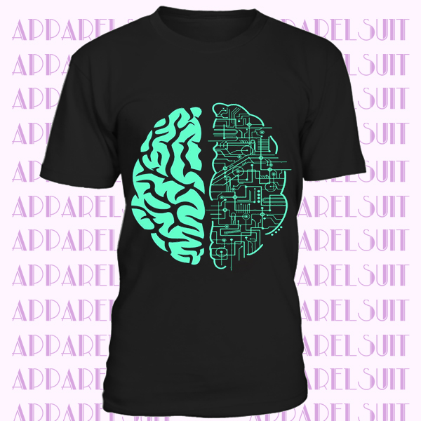 Electric Brain T-Shirt Mens computer nerd science circuit board