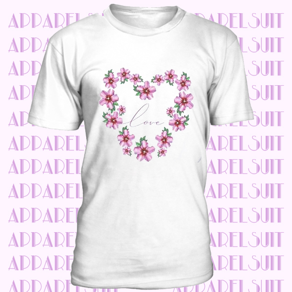Floral Heart Love Graphic Tee - Valentine's Day V-Neck T-Shirt - V-Neck Graphic Tee - Valentine's Day Love Shirt - Heart Shirt