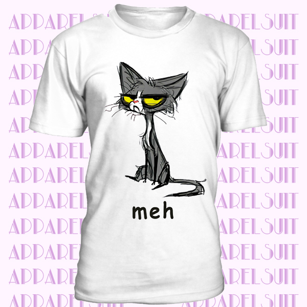 Funny Meh Cat Gift for Cat Lovers Men's T-Shirt Cat Lover kItty Gift Cotton Tee