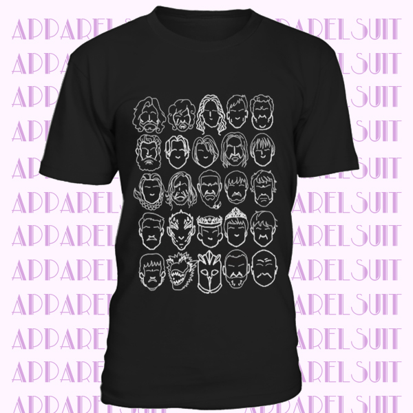 Game Of Thrones Faces White Lines Inspired Design Printed T shirt