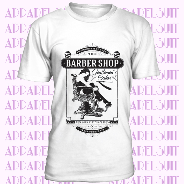 Gentlemen´s Salon T-Shirt Mens rockabilly barber shop pinup shave beard top