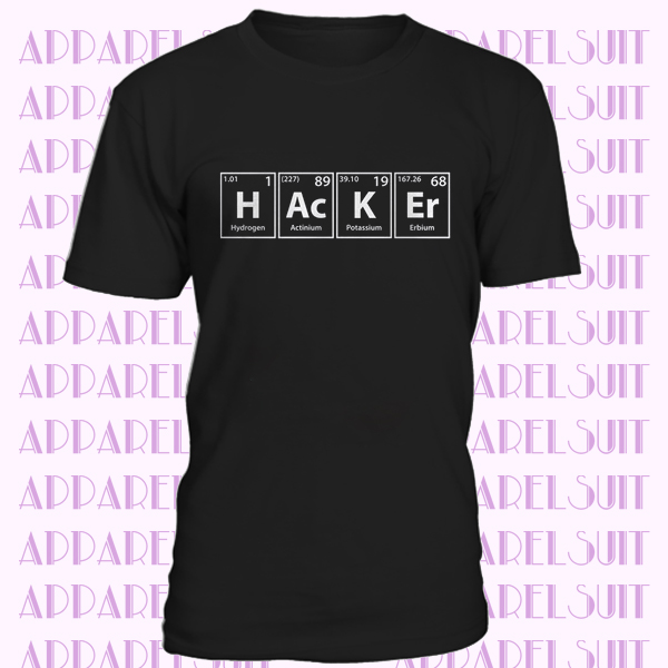 Hacker T-Shirt, Computer Science Geeky Tee, Periodic Table of Elements, Information Technology Gift, Computer Nerd Gift, Teacher Gift