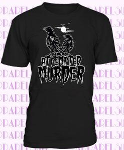 Halloween T Shirt Attempted Murder Crow Pun Horror Moon Flock Bird