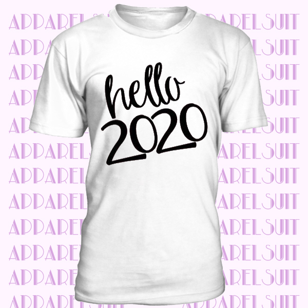 Hello 2020 Heather Gray Black or White New Years Eve or Day 2020 Shirt, Matching Family Adult Womens Girls Toddler Infant Sizes 2019