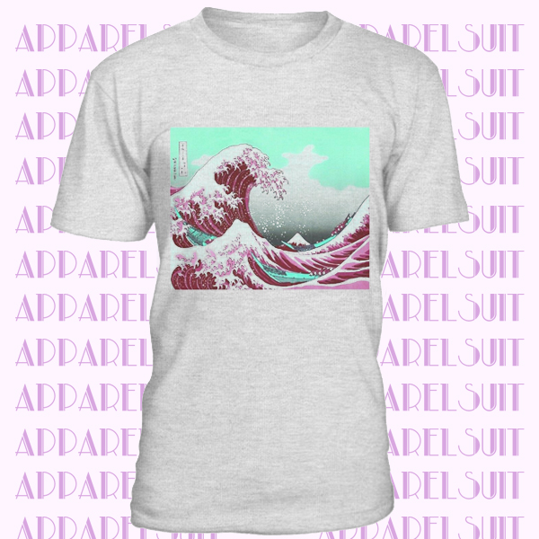 Hokusai The Great Wave vaporwave t-shirt