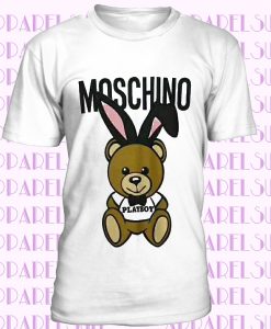 Hot New Men's&women Moschino Rabbit ear teddy bear Short Sleeve Cotton T-Shirt